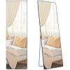 SONGMICS Miroir pleine longueur, 160 x 50 cm, miroir complet rectangulaire avec support, miroir de sol avec cadre en alliage d'aluminium, verre trempé, pour chambre à coucher, salon, vestiaire, noir encre LFM030B01