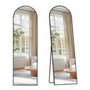 SONGMICS Miroir pleine longueur, 150 x 40 cm, miroir complet arqué avec support, miroir de sol avec cadre en alliage d'aluminium, verre trempé, pour chambre à coucher, salon, vestiaire, noir encre LFM035B01V1