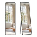 SONGMICS Miroir pleine longueur, 150 x 40 cm, miroir complet rectangulaire avec support, miroir de sol avec cadre en alliage d'aluminium, verre trempé, pour chambre à coucher, salon, vestiaire, noir encre LFM034B01V1