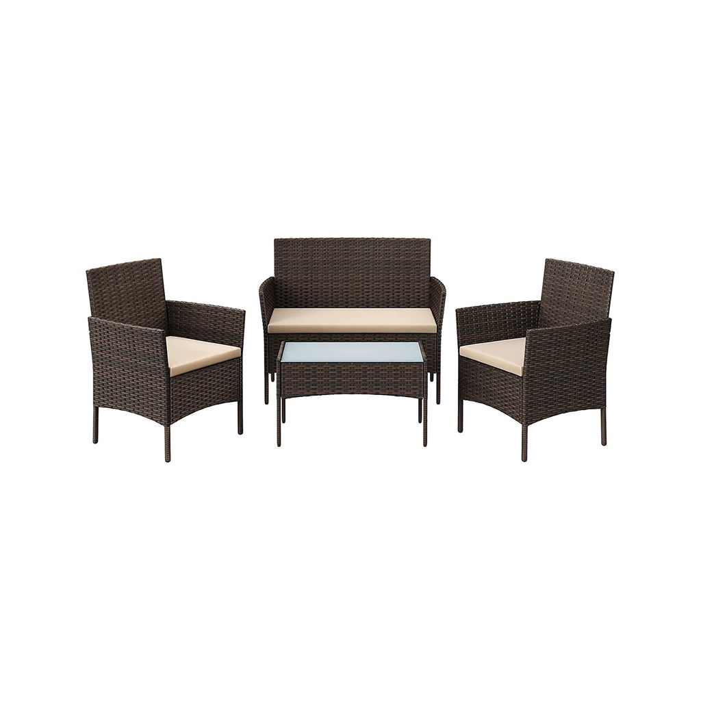 [GGF004K05] SONGMICS GGF004K05 Ensemble de salon de jardin pour balcon, salon de jardin en polyrotin PE, mobilier de terrasse, extérieur, pour terrasse, balcon, jardin, marron taupe