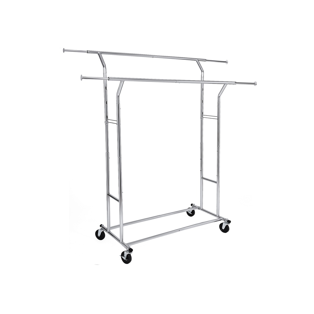 SONGMICS HSR12S Porte-Manteau en Métal Robuste 110 kg Portant à Vêtements Robuste sur Roulettes Longueur 129-169 cm Chromé