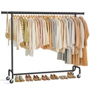 SONGMICS Portant à Vêtements sur Roulettes, Tringle à Vêtements Robuste, avec Tringle de Suspension Extensible, Capacité de Charge 110 kg, 45 x (160-200) x 162,9 cm, Chromé, Noir Mat HSR176B01