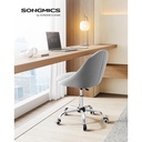 SONGMICS Homeoffice OBG020G01 Chaise pivotante, chaise de bureau, rembourrage en mousse, hauteur réglable, pour bureau, chambre à coucher, gris