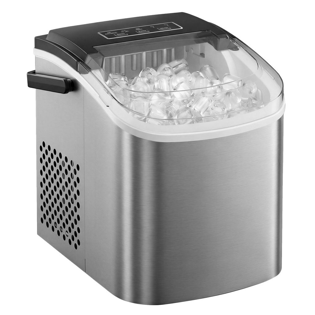 [XZB001E1EU] SONGMICS Machine à Glaçons, Machine à Cubes Autonettoyante, 9 Cubes en 6 Minutes en 2 Tailles, 12 kg en 24 Heures, Portable, Maison, Cuisine, Bureau, Fêtes, Camping, Gris Argenté XZB001E1EU