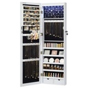 SONGMICS Armoire à bijoux avec miroir à 6 LED, organisateur d'armoire à bijoux verrouillable au mur ou sur porte de 47,2 pouces de hauteur, blanc UJJC93W