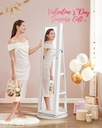 Armoire à bijoux avec rotation à 360°, armoire à miroir, organisateur de rangement verrouillable pour chambre à coucher, blanc