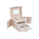SONGMICS Boîte à Bijoux à 3 Niveaux, Coffret à Bijoux de Voyage avec Poignée, 2 Tiroirs, Organisateur de Bijoux Verrouillable avec Miroir, Rangement de Bijoux, Style Moderne, Cadeau pour les Proches, Blanc JBC154W01