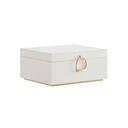 SONGMICS Joyero de 2 capas, organisateur de joyas con asa, bandeja extraíble para joyas, rangement de joyas, effet flottant, 8,1 x 9,4 x 4,3 pouces, idée de cadeaux, cadeaux de Noël, couleur blanc JBC165W01