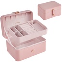 SONGMICS Boîte à Bijoux, Étui à Bijoux de Voyage, Étui de Voyage à 2 Couches pour Boucles d'oreilles, Colliers, Bracelets - Rangement de Bijoux Portable de Grande capacité, Idée Cadeau, Rose Gelée UJBC166R01
