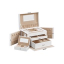 SONGMICS Boîte à Bijoux, Organisateur avec 2 Tiroirs, Étui Verrouillable avec Miroir, Étui de Voyage Portable, pour Bagues, Bracelets, Boucles d'oreilles, Colliers, Doublure en Velours, Cadeau, Blanc JBC121W