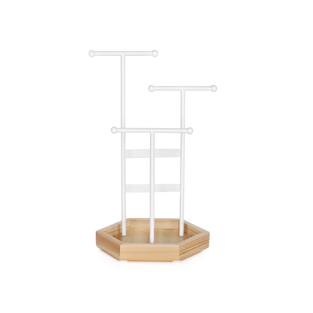 SONGMICS Présentoir à Bijoux, Arbre à Bijoux en Bois et Métal Colliers, Bracelets, Boucles d'oreilles, Clous, Bagues, Cadeau Filles Femmes, Blanc JJS03NW