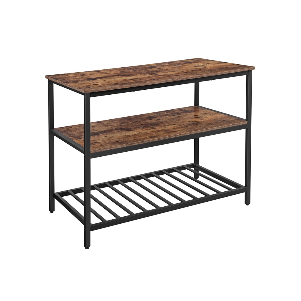 [KKI01BX] VASAGLE Étagère de Boulangerie, Îlot de Cuisine avec Grand Plan de Travail, Structure en Acier Stable, 120 x 60 x 90 cm, Etagère de Cuisine Industrielle, Facile à Assembler, Marron Rustique et Noir KKI01BX