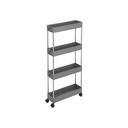 SONGMICS Chariot de Rangement Coulissant à 4 Niveaux, Chariot Roulant sur Roues, Chariot de Cuisine Salle de Bain Étroit Peu Encombrant, 40 x 12,5 x 86 cm, Gris KSC008G01