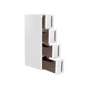 SONGMICS Tiroirs de rangement en plastique, chariot de rangement étroit sur roulettes, tour de rangement 4 tiroirs pour salle de bain cuisine, peu encombrant, 45 x 17 x 83 cm, blanc et marron KFR08WT