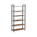 VASAGLE Bibliothèque, Étagère à 6 Niveaux avec Structure en Acier, Grandes Étagères Rustiques pour Salon, Bureau, Bureau, Couloir, Style Industriel, 80 x 30 x 186 cm, Marron Rustique et Noir LLS082B01