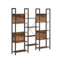 VASAGLE Bibliothèque, Bibliothèque avec 14 Etagères de Rangement, Structure en Métal, Salon, Bureau, Style Industriel, 158 x 24 x 166 cm, Marron Rustique et Noir LLS107B01