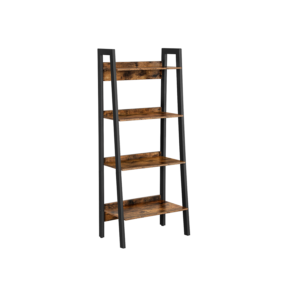 VASAGLE Étagère échelle à 4 niveaux, bibliothèque de bureau, marron rustique et noir LLS054X01