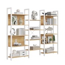 VASAGLE Bibliothèque, Bibliothèque avec 14 Etagères, Structure en Métal, Etagère pour Salon, Bureau à Domicile, Style Industriel, 24 x 158 x 166 cm, Chêne Doré et Blanc Mat LLS107YA01