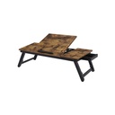 SONGMICS Bureau pour ordinateur portable pour lit ou canapé avec plateau inclinable réglable jusqu'à 14,3 pouces, plateau de service pour droitier et gaucher avec pieds pliants réglables en hauteur, tiroir, marron foncé rustique LLD110B01