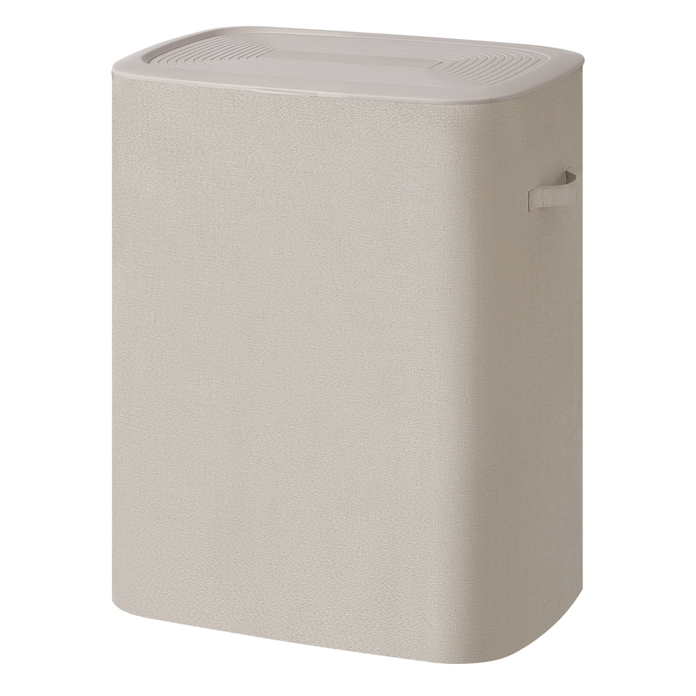 SONGMICS Panier à Linge avec Couvercle, Grand Panier 160 L, 2 Compartiments, Sacs Doublures Amovibles, Poubelle de Lavage Pliable avec Poignées, 56 x 40,5 x 70 cm, Beige, Collection Brosi LCB822L101