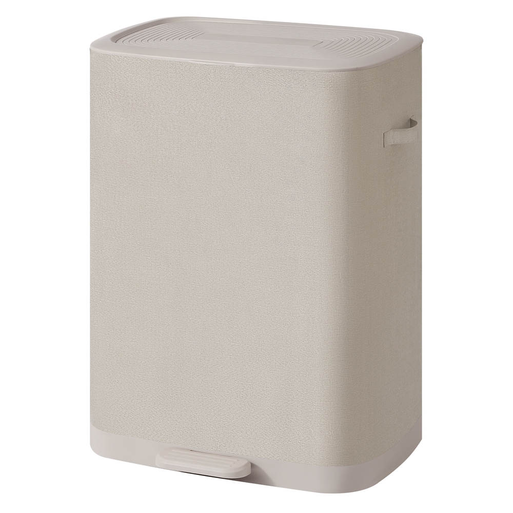 SONGMICS Panier à Linge avec Couvercle, Grand Panier 160 L, 2 Compartiments, Sacs Doublures Amovibles, Poubelle de Lavage Pliable avec Poignées, 56 x 40,5 x 75 cm, Beige, Collection Brosi LCB832L101