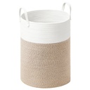 SONGMICS Panier à Linge, Panier à Linge Enfant, Panier de Rangement en Corde de Coton avec Poignées, pour Couvertures, Jouets, Salon, Chambre, Chambre d'Enfant, 80 L, Blanc et Marron Gris RLH062LZ01