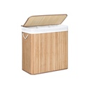 SONGMICS Panier à linge 3 sections, couvercle clipsable et poignées, 150 L pliable, pour buanderie, chambre, salle de bain, naturel LCB091N01