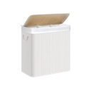 SONGMICS Panier à linge 3 sections, couvercle clipsable et poignées, 150 L pliable, pour buanderie, chambre, salle de bain, blanc LCB091W01
