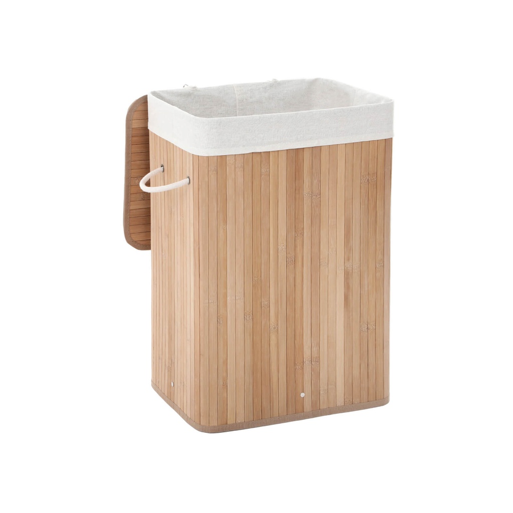 SONGMICS Panier à Linge en Bambou, Panier de Rangement Pliable XL avec Doublure Lavable Amovible, 72 L, 40 x 30 x 60 cm, Naturel LCB10Y