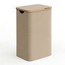 SONGMICS Panier à Linge avec Couvercle, Grand Panier à Linge, 90 L, Doublure en Filet Amovible, Tissu Oxford, Poignées en Bambou, Pliable, 42 x 32 x 70,5 cm, Marron Camel LCB509N01V1