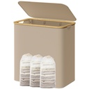 SONGMICS Panier à linge 150 L, 3 compartiments, doublure en filet, chameau LCB515N02