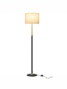 Lampadaire, lampe sur pied, hauteur réglable, 140-170 cm de haut, avec interrupteur au pied, abat-jour en tissu, douille E27, doré-noir