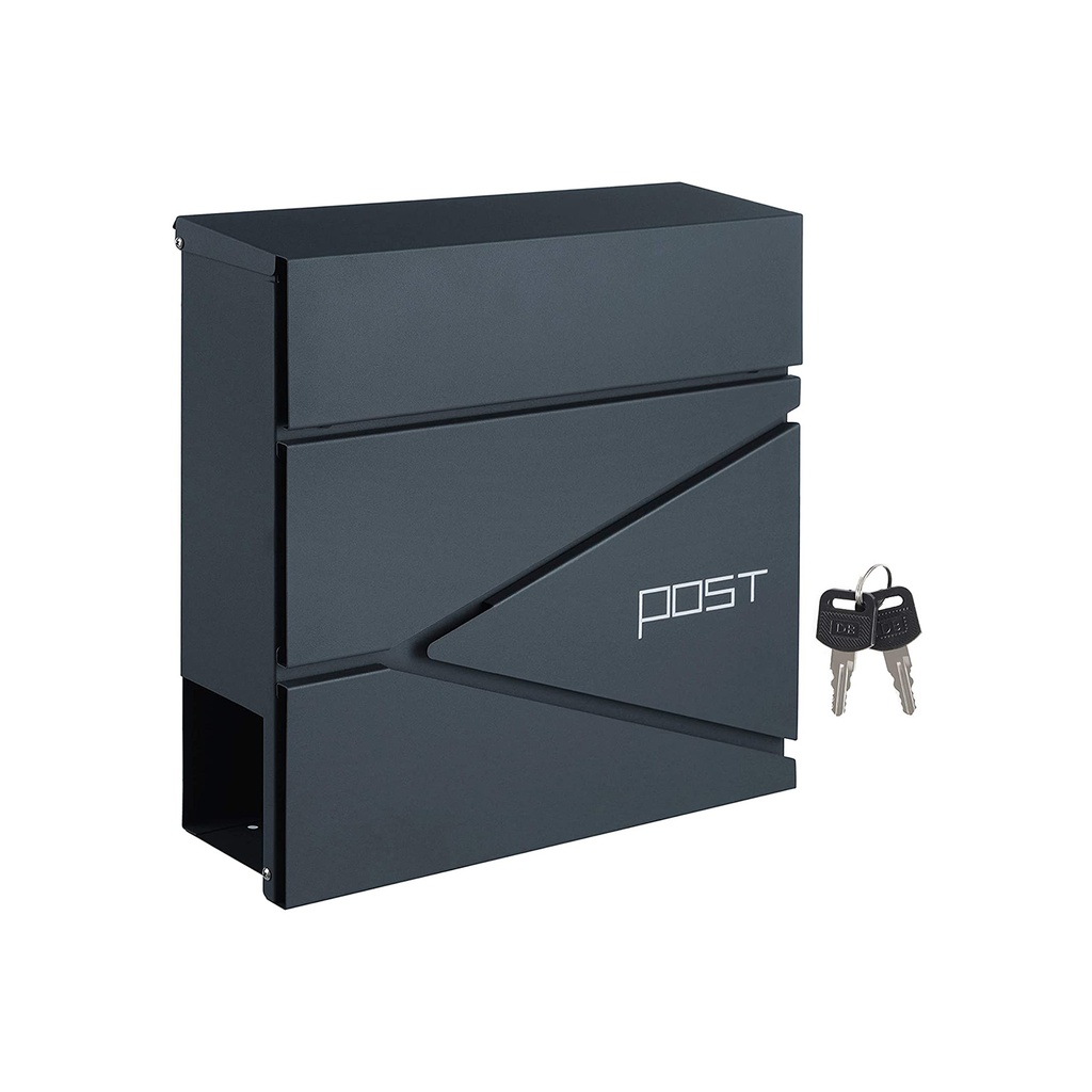 [GMB051G02] VASAGLE Boîte aux lettres moderne, murale avec porte-journaux, gris anthracite GMB051G02