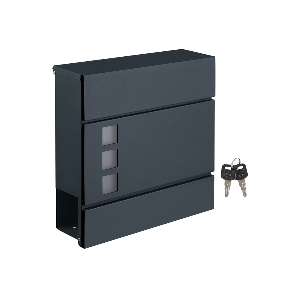 [GMB052G01] SONGMICS Boîte aux lettres moderne, boîte aux lettres murale verrouillable avec porte-journaux, facile à installer, gris anthracite GMB052G01