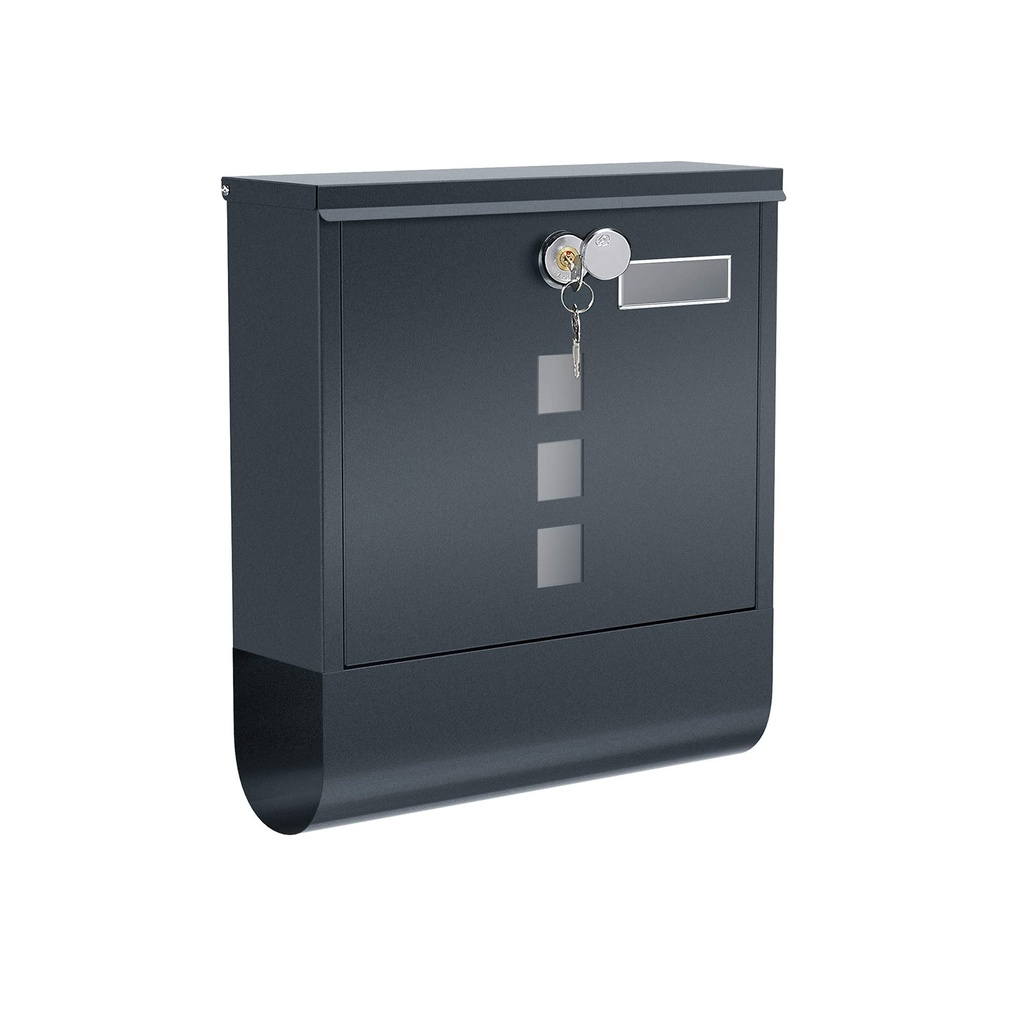 [GMB20AG] SONGMICS Boîte aux lettres, boîte aux lettres murale, serrure coiffée avec âme en cuivre, porte-journaux, fenêtres de visualisation et plaque signalétique, facile à installer, gris anthracite GMB20AG