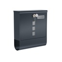 SONGMICS Boîte aux lettres, boîte aux lettres murale, serrure coiffée avec âme en cuivre, porte-journaux, fenêtres de visualisation et plaque signalétique, facile à installer, gris anthracite GMB20AG