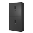 SONGMICS Meuble de Rangement de Garage en Métal, Classeur de Bureau Polyvalent avec 4 Portes et 5 Etagères, 80,1 x 40,2 x 180 cm, Verrouillable, avec 2 Serrures, Etagères Ajustables, Noir Mat OMC016B01