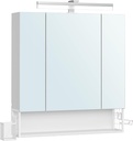 VASAGLE Meuble de Salle de Bain avec 3 Portes, Armoire à Miroir, Armoire Murale, Prises, Panier Suspendu, Support Sèche-Cheveux, Beaucoup d'espace de Rangement, pour Salle de Bain, 16,5 x 70 x 75 cm, Blanc Nuageux BBK126W01