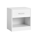 VASAGLE Table de Chevet, Table d'Appoint avec Tiroir, Poignée, Compartiment Ouvert, Table d'Appoint, pour Chambre, Salon, Blanc Classique LET619T14