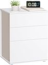 VASAGLE Table de chevet à assemblage ultra rapide sans outil, table de chevet avec 3 tiroirs de rangement, table d'appoint, minimaliste moderne, chambre à coucher, salon, blanc mat et beige cappuccino LET778W01