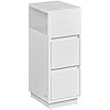 VASAGLE Table de Chevet Table d'Appoint Mince avec 2 Tiroirs Compartiment Ouvert à Gauche ou à Droite Montage Flexible Chambre Salon Blanc Nuage LET656W01