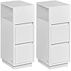 VASAGLE Lot de 2 Tables de Chevet Étroites avec 2 Tiroirs, Compartiment Ouvert à Gauche ou à Droite, Montage Flexible pour Chambre à Coucher, Salon, Blanc Nuage LET856W01