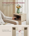 VASAGLE Table de chevet étroite, 2 tiroirs et compartiment ouvert, beige et blanc LET656N01