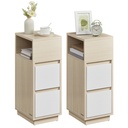 VASAGLE KAILYN Collection - Tables de chevet fines, lot de 2 petites tables d'appoint étroites avec tiroirs, compartiment ouvert flexible, pour chambre à coucher, salon, beige naturel et blanc nuage LET856N01