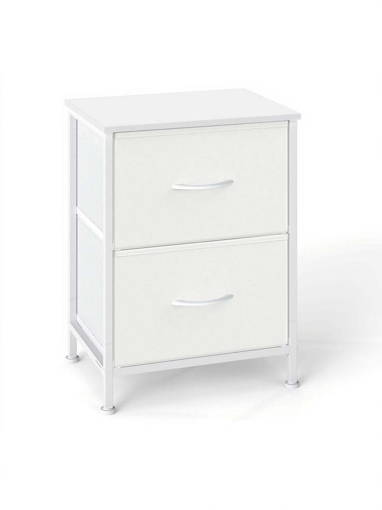 SONGMICS Collection BELLAH - Table de Chevet avec 2 Tiroirs, Table d'Appoint, pour Chambre, Acier, Moderne, Blanc Nuage et Blanc Neige LGS312WH01