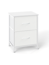 SONGMICS Collection BELLAH - Table de Chevet avec 2 Tiroirs, Table d'Appoint, pour Chambre, Acier, Moderne, Blanc Nuage et Blanc Neige LGS312WH01
