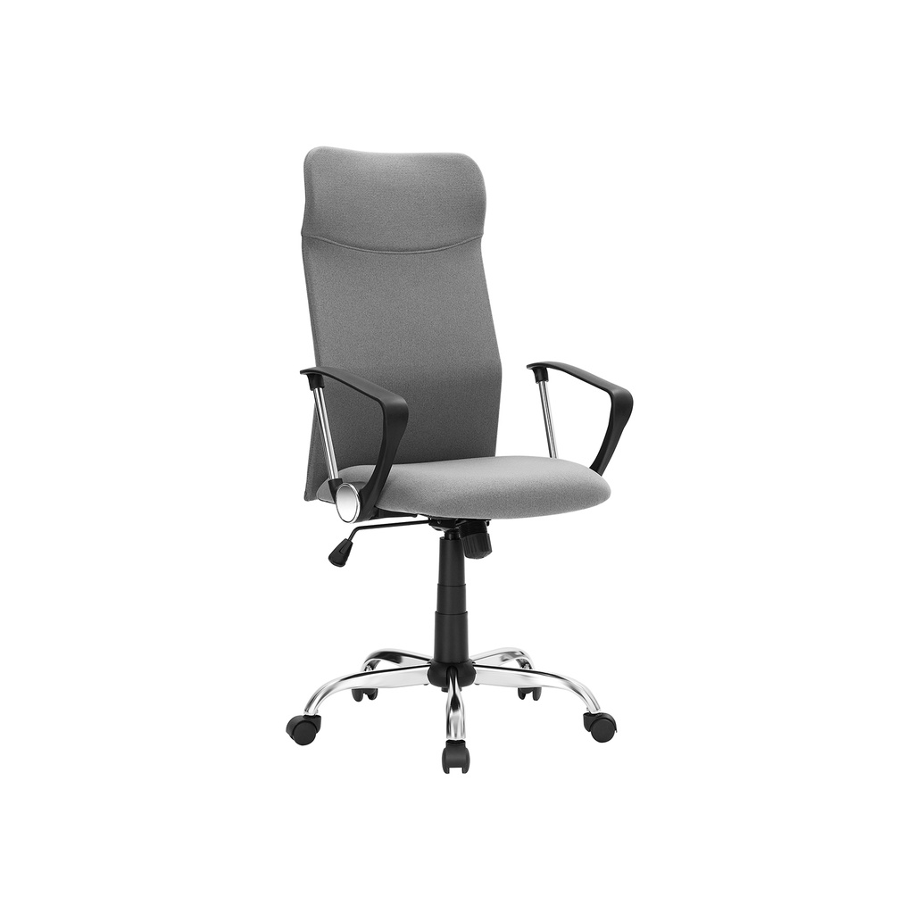 SONGMICS OBN034G01 Chaise de bureau ergonomique pivotante assise rembourrée housse en tissu réglable en hauteur et inclinable jusqu'à 120 kg capacité de charge gris
