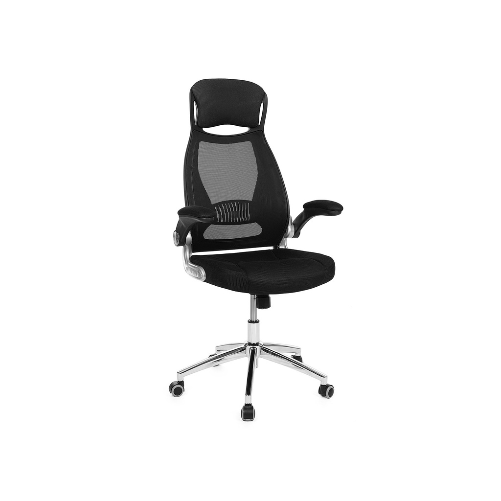 SONGMICS Chaise de bureau ergonomique, dossier haut avec appui-tête, accoudoirs pliables, noir
