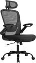 VASAGLE Chaise de bureau ergonomique pivotante avec assise rembourrée, réglable et inclinable, noir encre OBN047B01