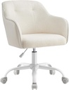 SONGMICS OBG019W01 Chaise de bureau pivotante, hauteur réglable jusqu'à 110 kg, capacité de charge, tissu Sherpa respirant et polyuréthane (PU) pour bureau, chambre à coucher, beige cappuccino